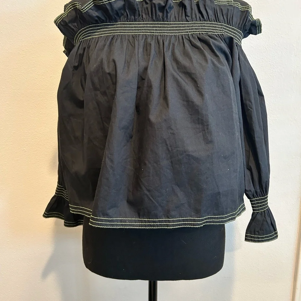 Hunter Bell Off‎ Shoulder Balloon Sleeve Black Top EUC Size XS